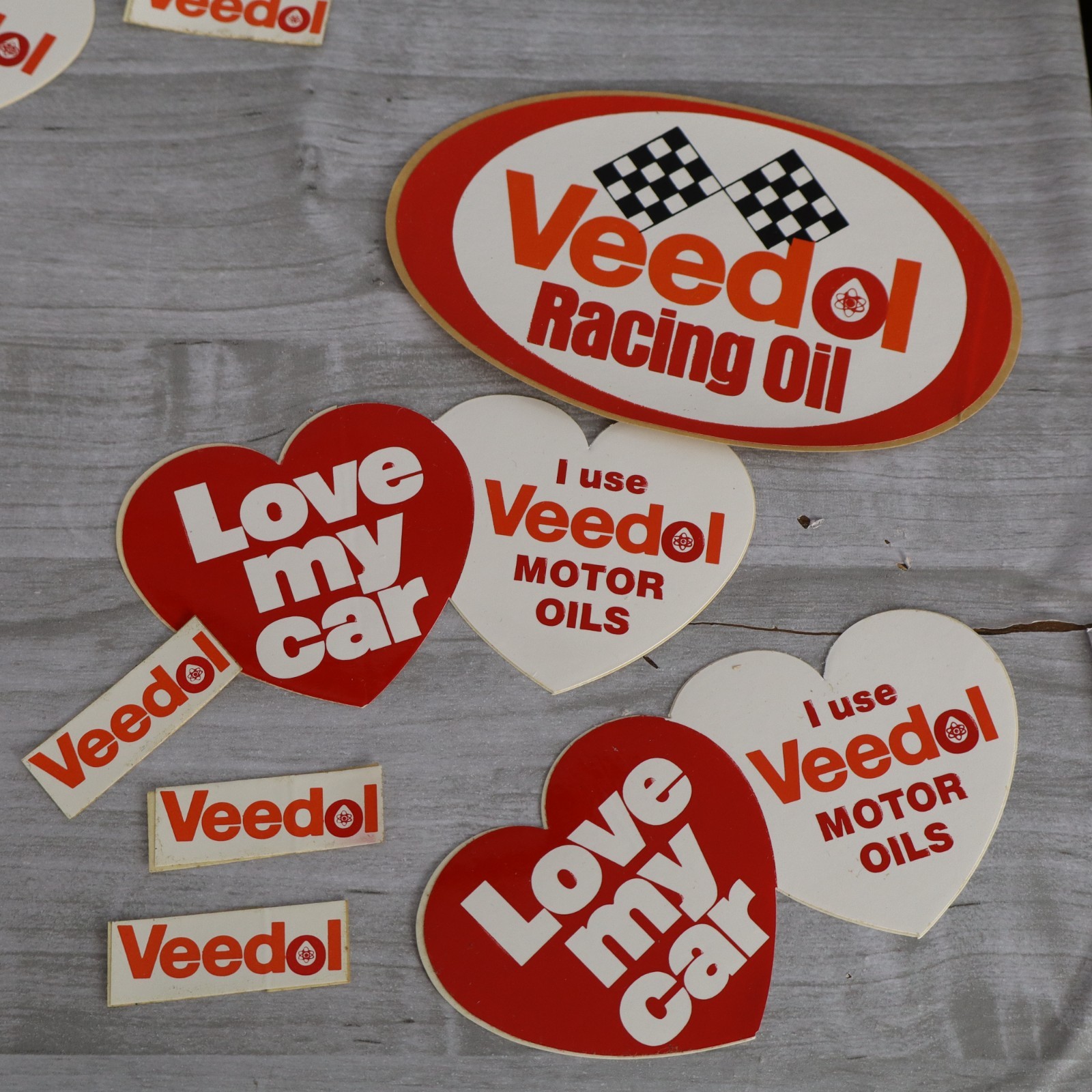 Vintage VEEDOL MOTOR RACING OIL DECAL 8 Stickers For Car Window Bumper Truck