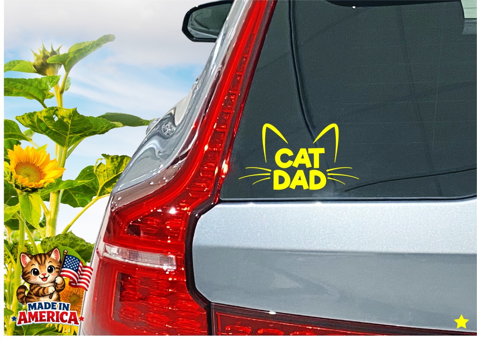 Cat Dad Decal Sticker Die Cut for Window Car Mug Pet Lover Kitty Guy Man Daddy
