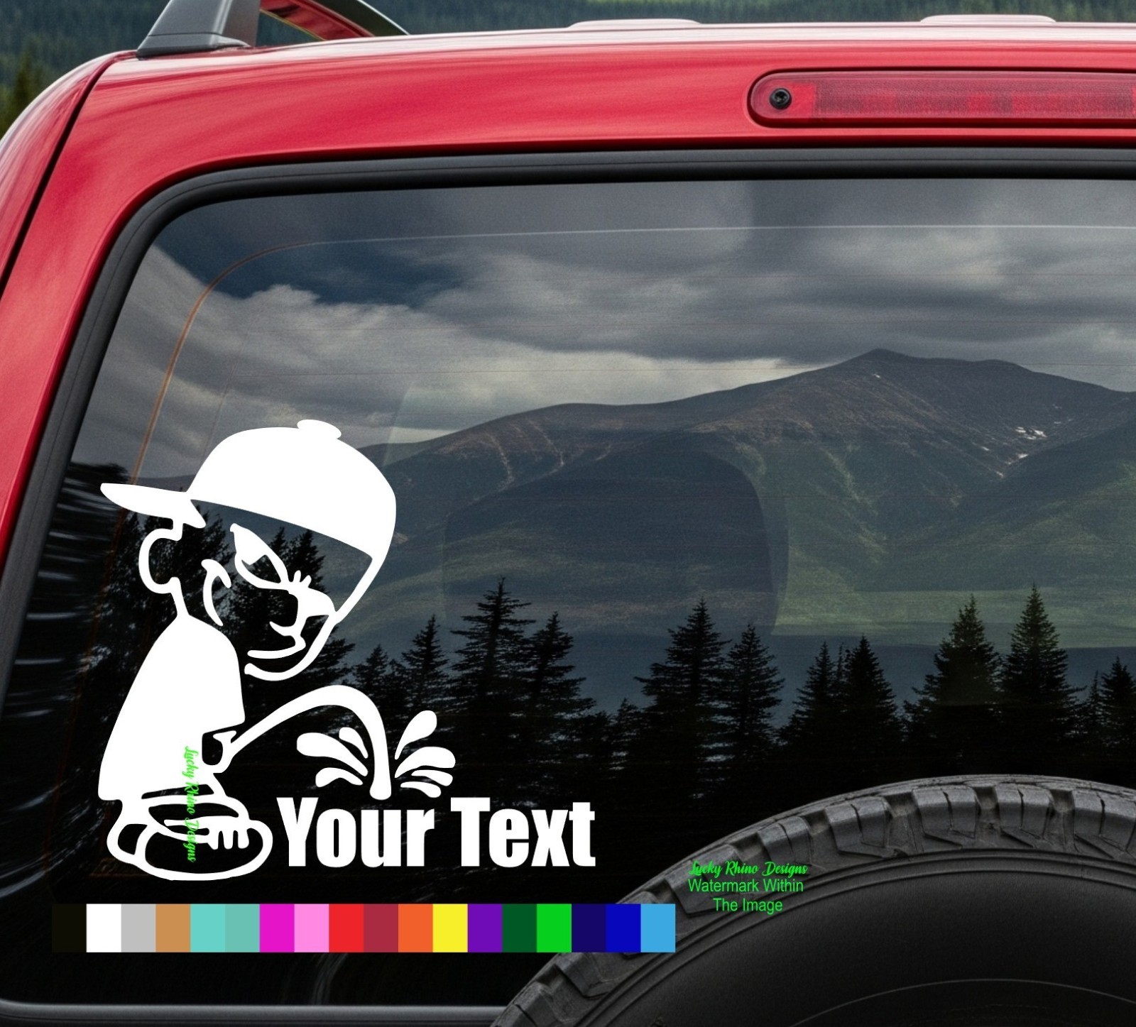 Custom Personalized Calvin Piss Peeing Funny Text Car Window Vinyl Decal Sticker