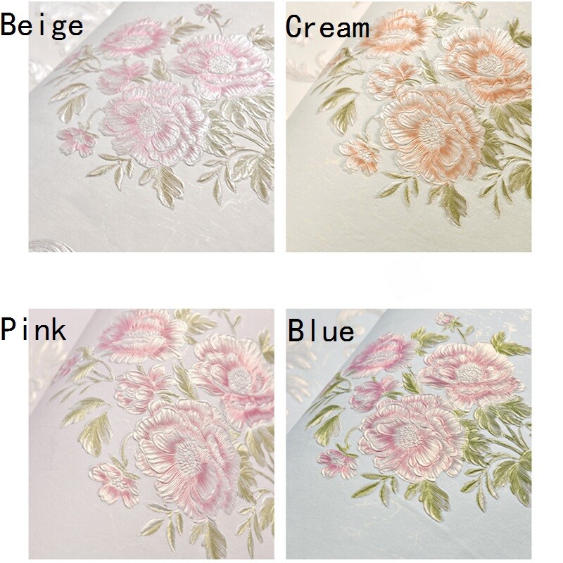 Wallpapers Embossed Textured Self-adhesive Wall Stickers Decal Floral DIY Modern