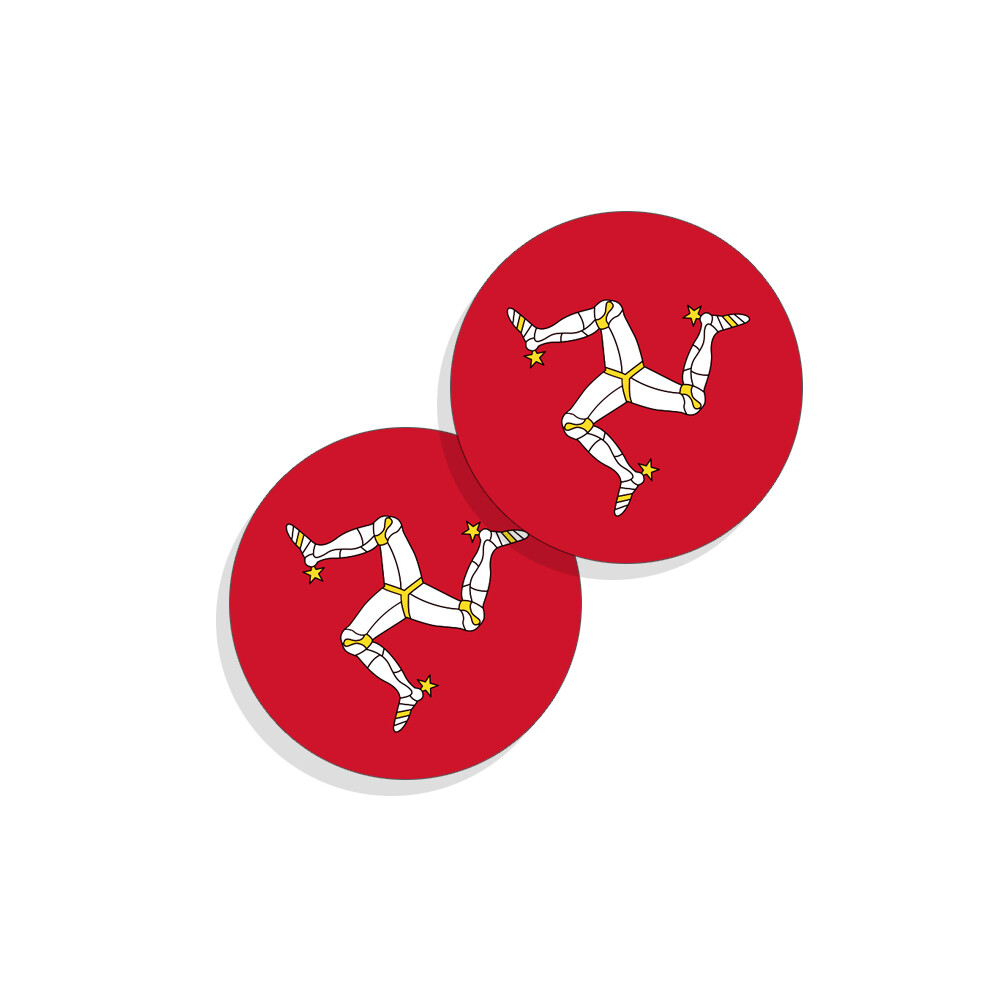 Isle of Man Flag Stickers Flag Decals Vinyl Round Indoor Outdoor Circles 4 pack
