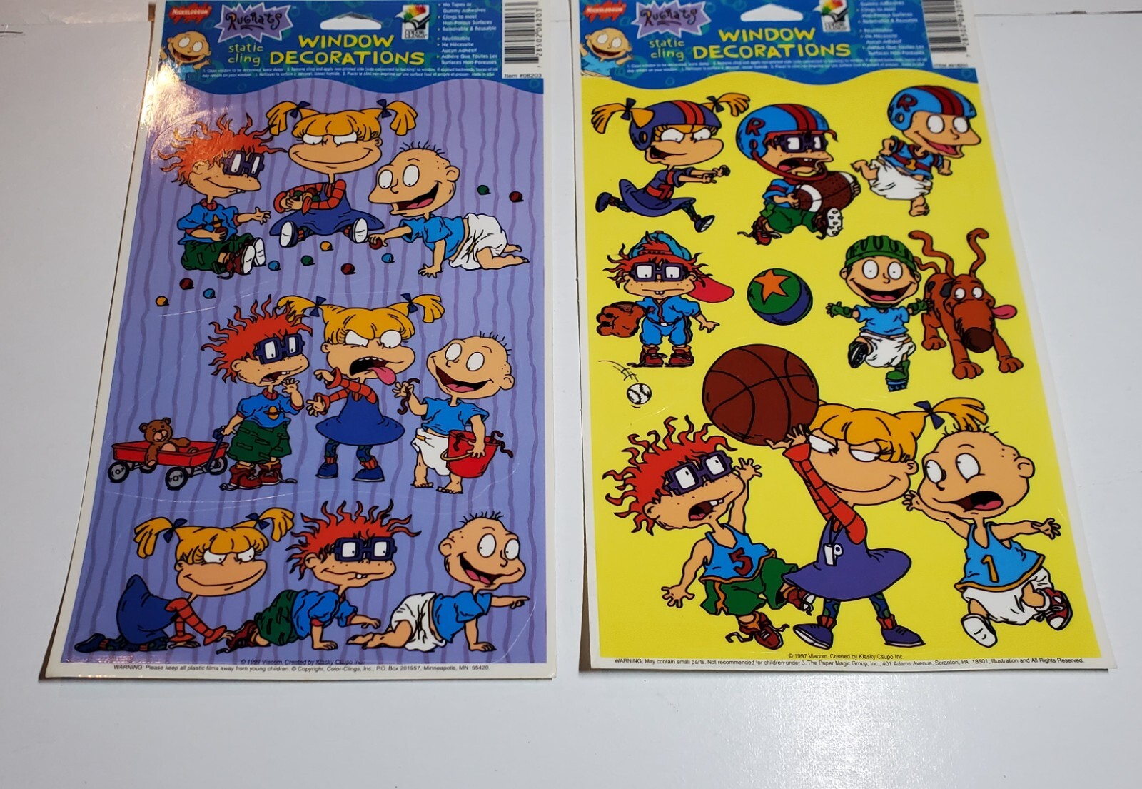 Vtg Rugrats Nickelodeon Static Cling Window Decorations Tommy Chuckie Lot Of 4