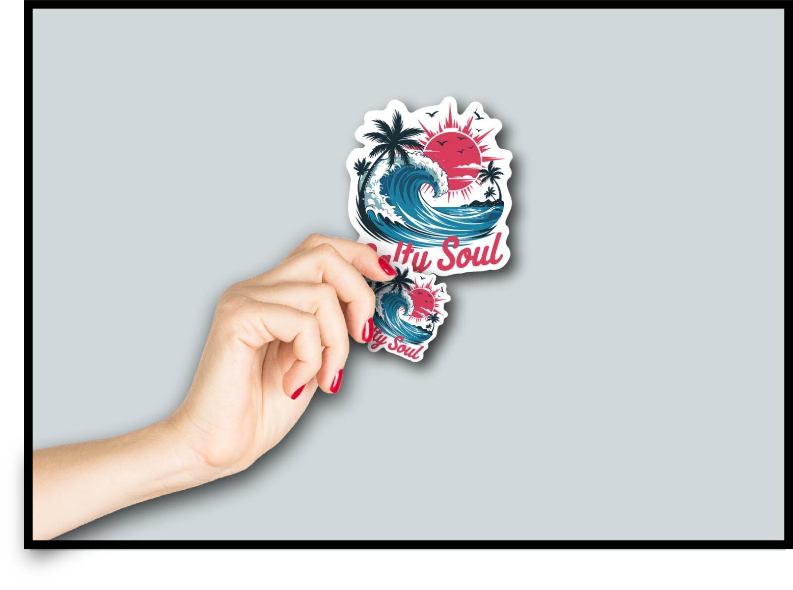 Beach Soul Decal Sticker Tropical Vacation Salt Sand Ocean Palm Trees Waves Surf