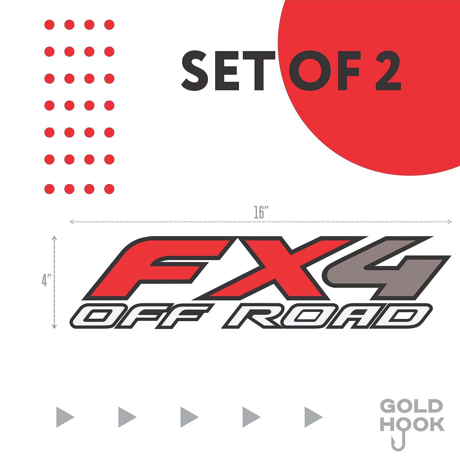 GOLD HOOK FX4 Off Road Decals Compatible with Ford F-150 4" x 16.5", Gold