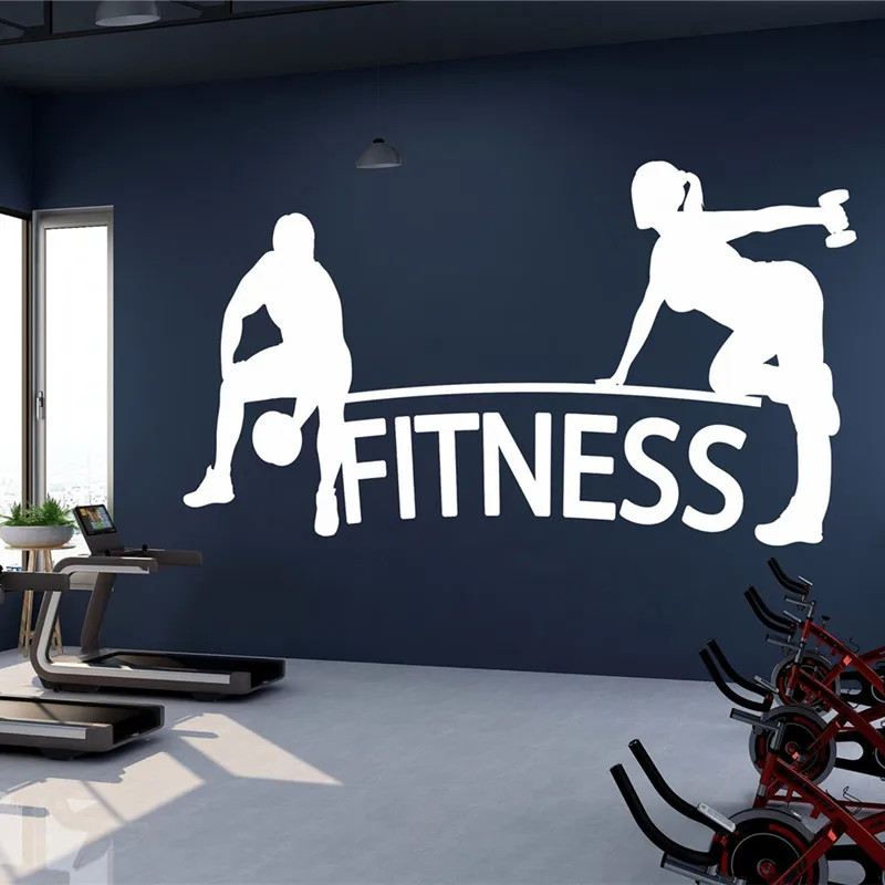 Couple Home Gym Fitness Vinyl Wall Stickers Gym Fitness Club Wall Decor Stickers