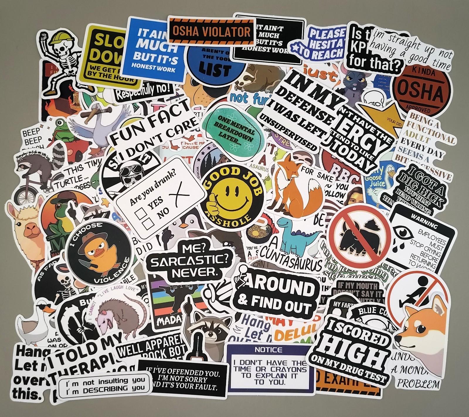 100 Pcs Sarcastic Office Work Humor Stickers Coworker Gift Vinyl Decal Lot