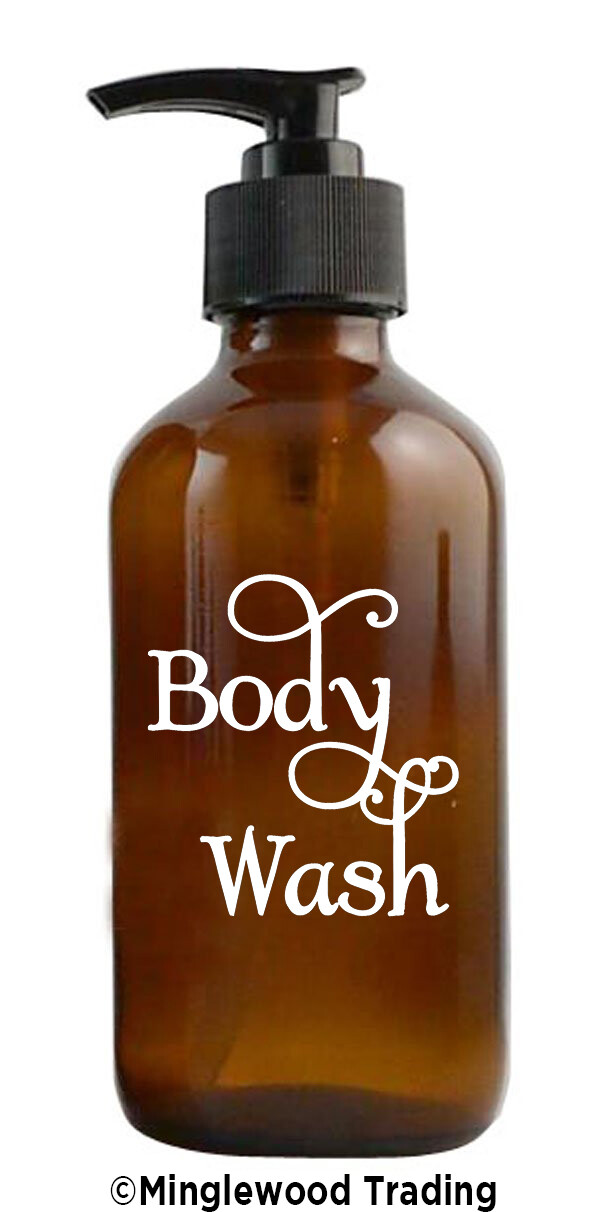 BODY WASH Vinyl Sticker – Bathroom Label Die Cut Decal – Shower Bath – Swash