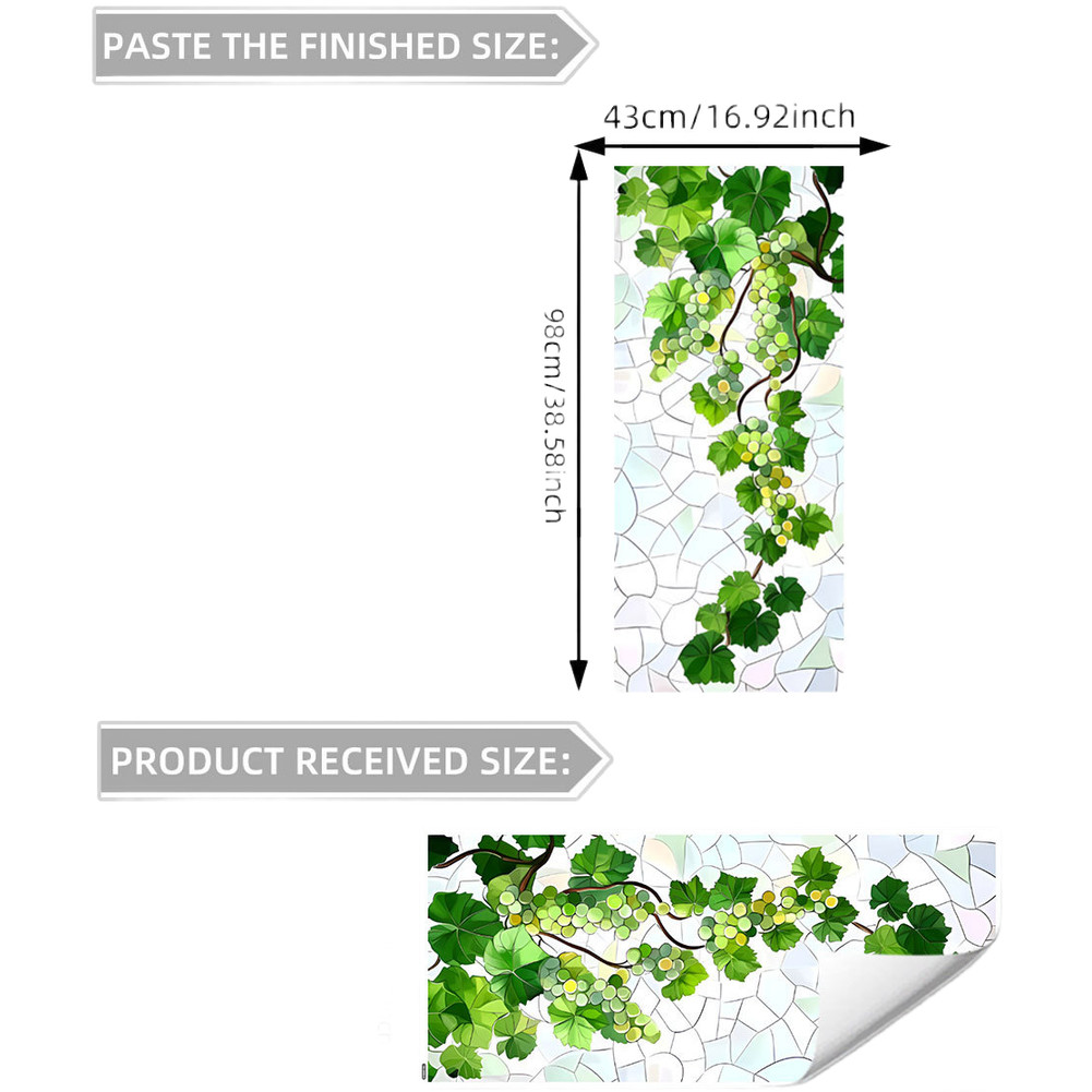 Window Film Elegant Foliage Design PVC Static Cling for Residential Use