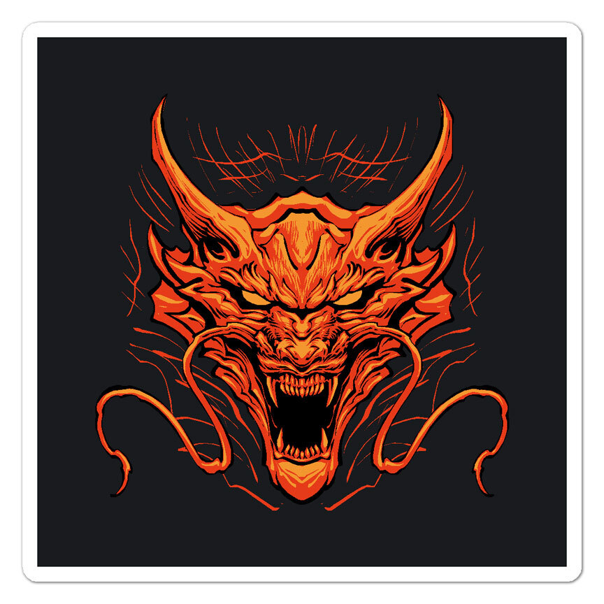 Asian Dragon Head, Vinyl Decal Sticker, Indoor Outdoor, 3 Sizes, #11143