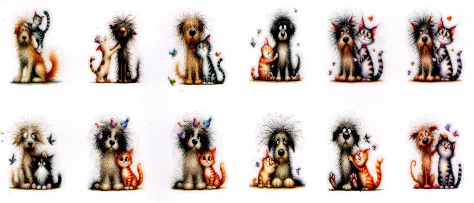 4 Sheets Cats, Kittens & Dogs UV DTF Stickers for Keychains, Coasters – 04 & 06