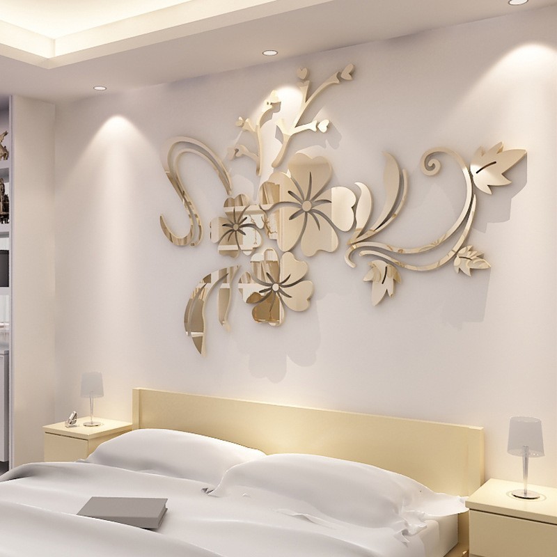 1pc DIY 3D Mirror Wall Sticker Flower Shape Acrylic Removable Home Room Decor