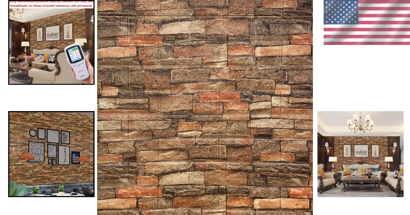Decorative 7mm Thick Anti-Collision Brick Panels, Easy Peel and Stick, 10-Pack
