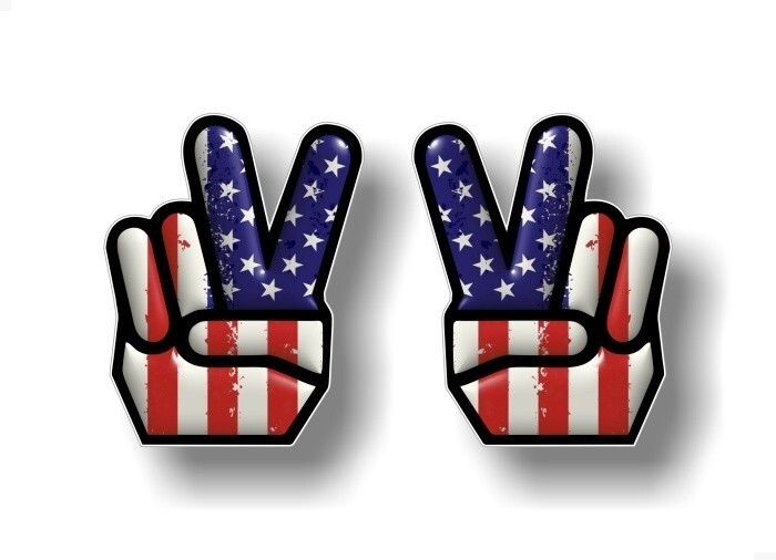 2 Peace USA 5" Vinyl Decals American Flag Symbol Hippie Car Truck Laptop Sticker