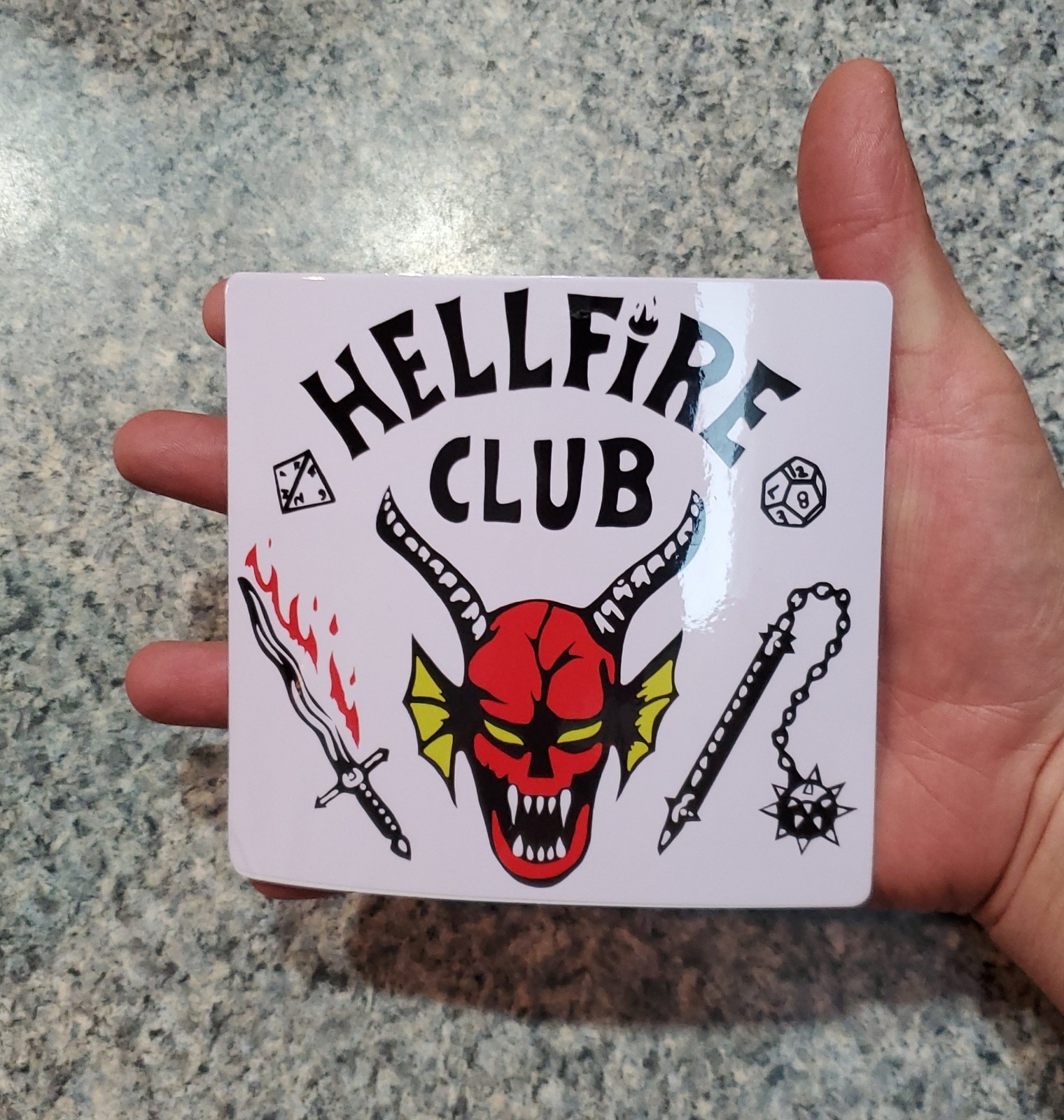 Vintage Stranger Things Hellfire Club Large White Sticker 5"x 4.75"