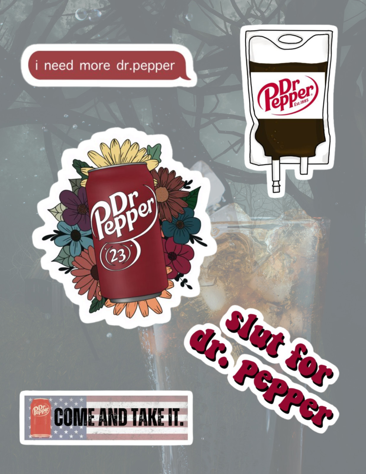 Dr Pepper 5 pc Sticker Pack