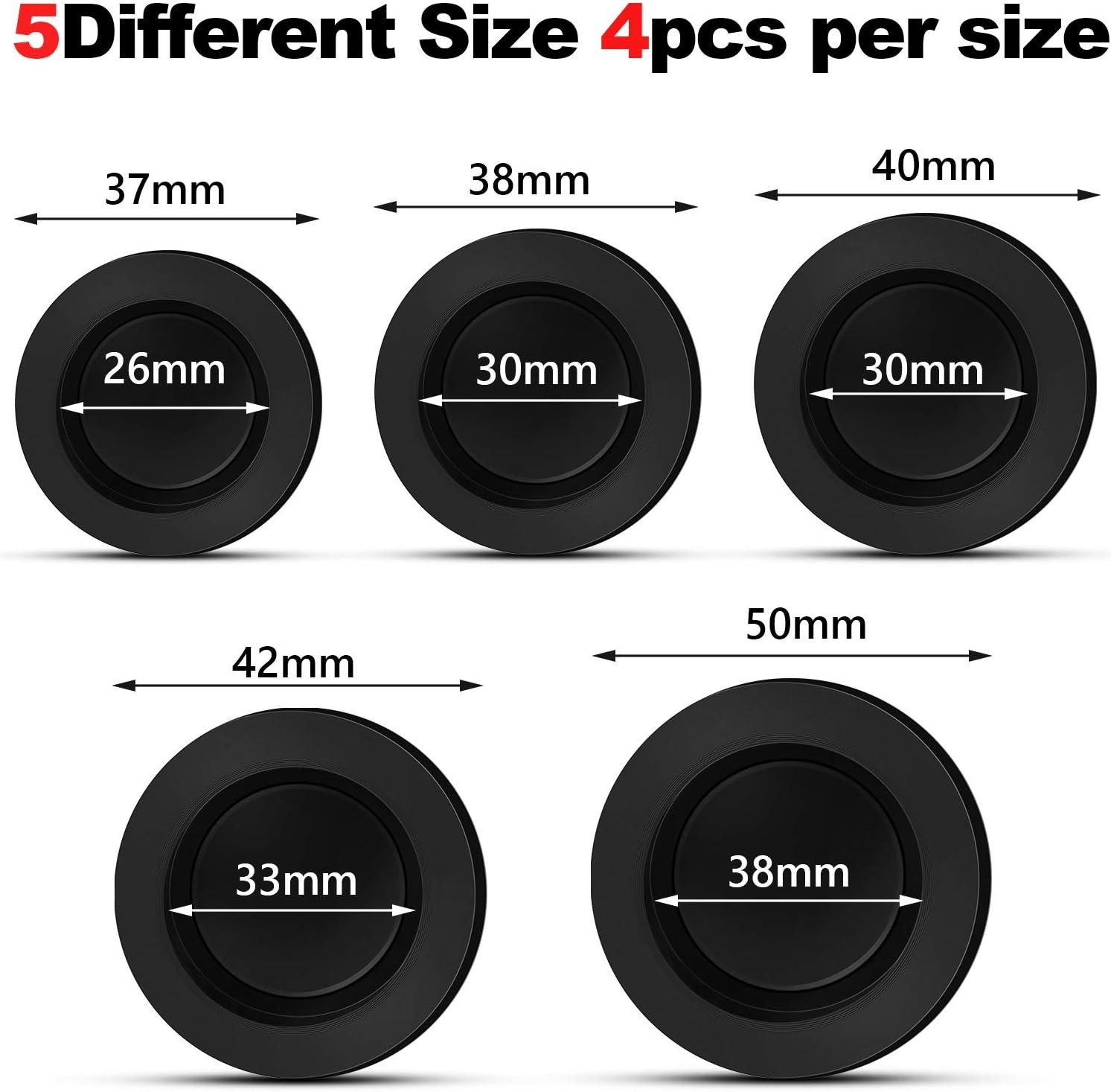 Boao 20 Pieces Piggy Bank Stopper Replacement Plugs 5 Sizes, Black