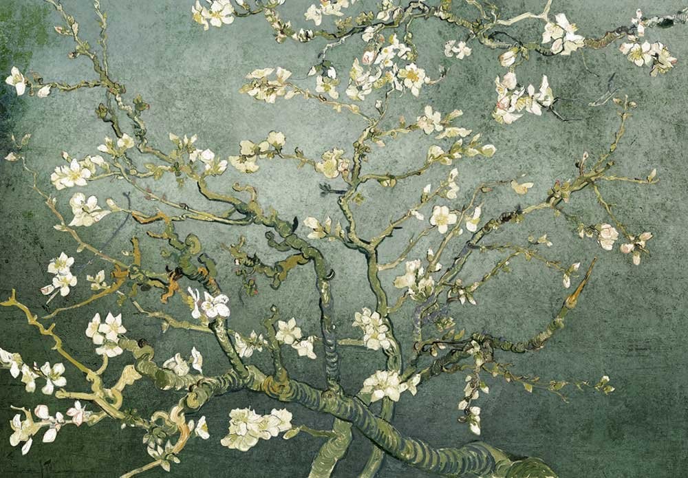 – Teal Almond Blossom by Vincent Van Gogh – Wall Mural, Removable Sticker, Ho…