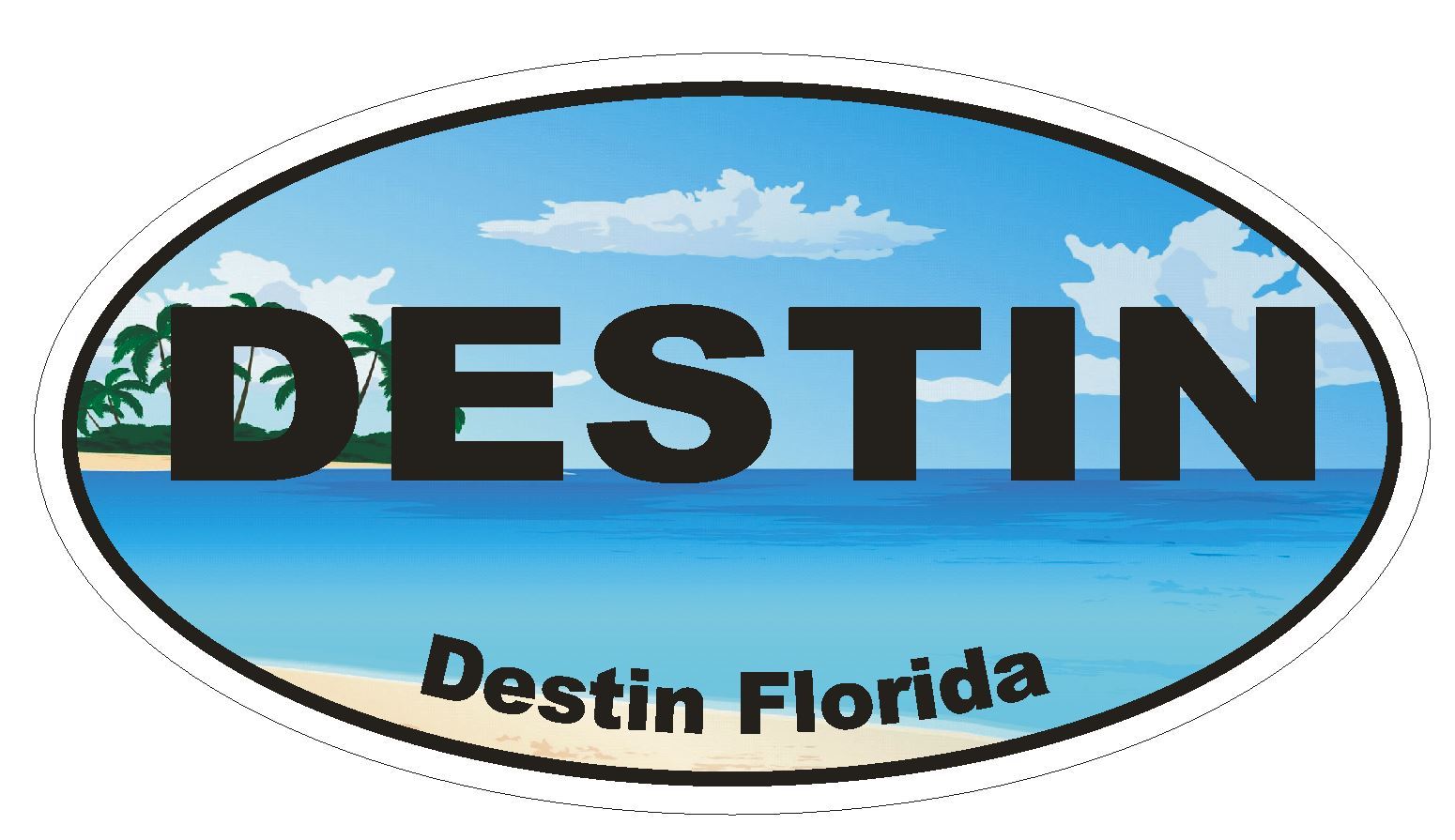 Destin Florida Oval Bumper Sticker or Helmet Sticker D1143