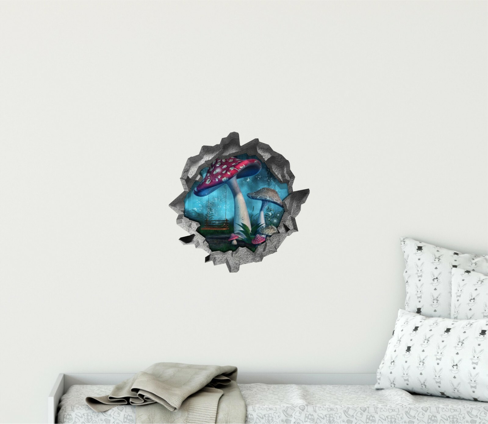 Hole in the Wall ENCHANTED MUSHROOM SWING 3D Wall Decal Vinyl Wall Sticker