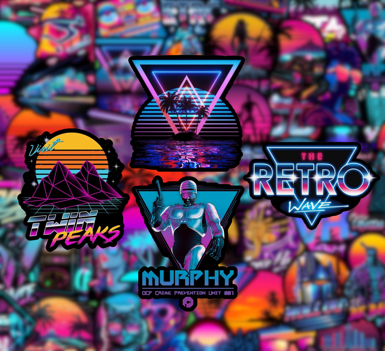 25/50 Piece Retrowave Sticker Pack – Matte Vinyl – Synthwave Retro Vaporwave 80s
