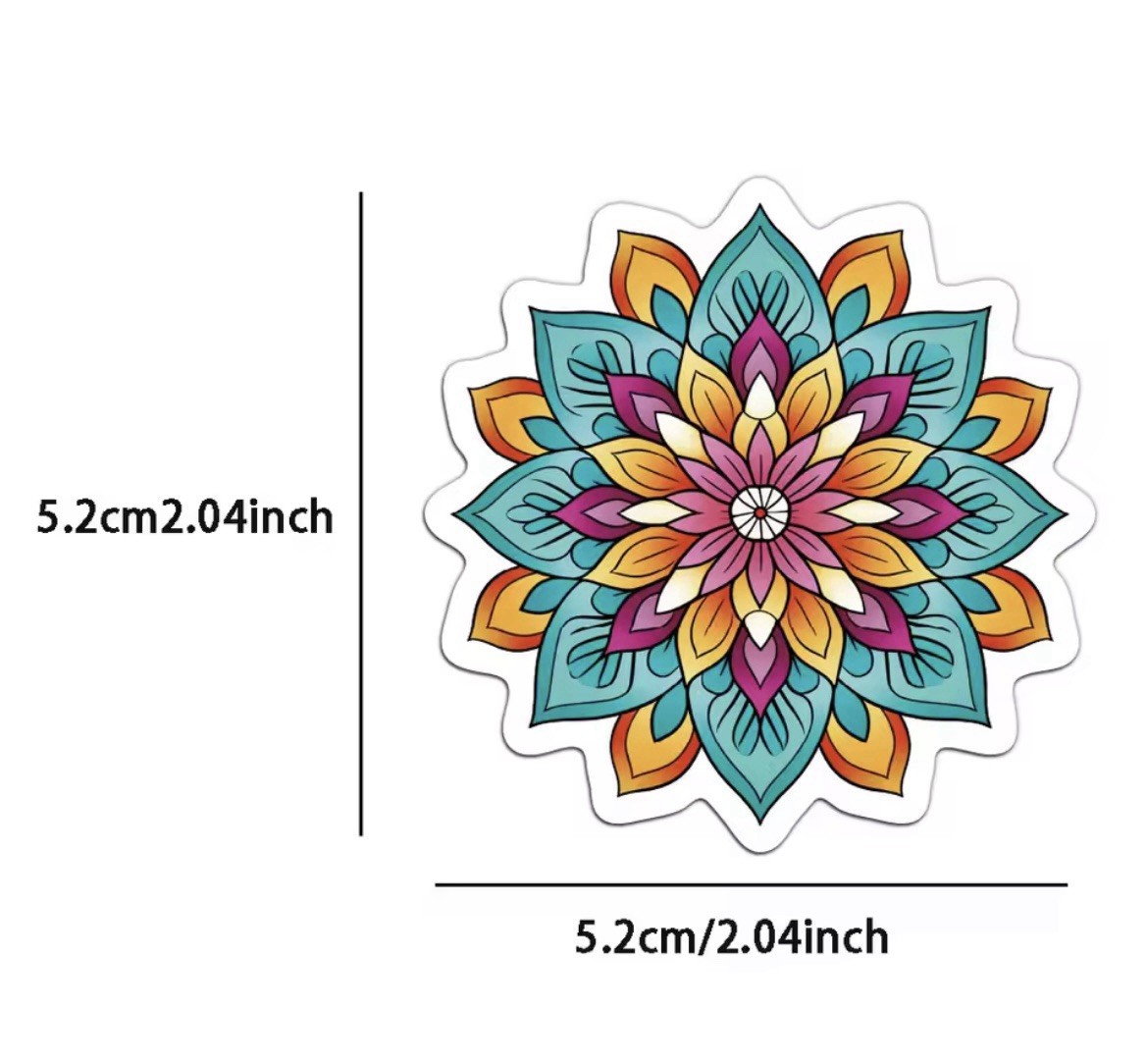 Mandala Style Stickers 50pc Colorful Mandala Pattern Mix Stickers FREE SHIPPING