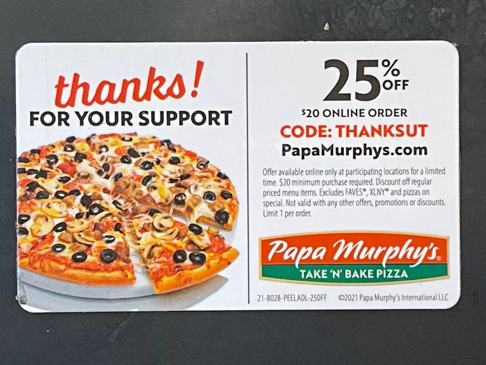 Papa Murphy's Pizza – Coupon Discount Fundraising Peel-A-Deal Card – $52 Savings