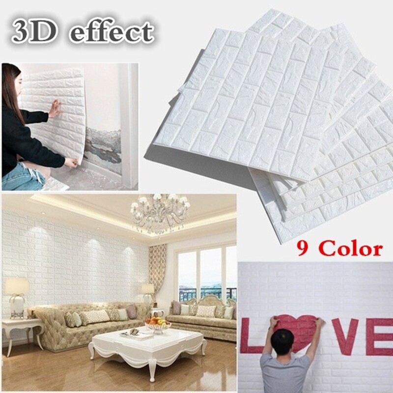 10X Home Decor PE Foam 3D Wallpaper DIY Wall Stickers Wall Decor Embossed Bricks