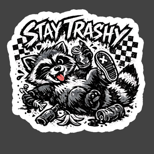 Raccoon Sticker Vinyl Decal Stay Trashy Funny Grunge Trash Panda