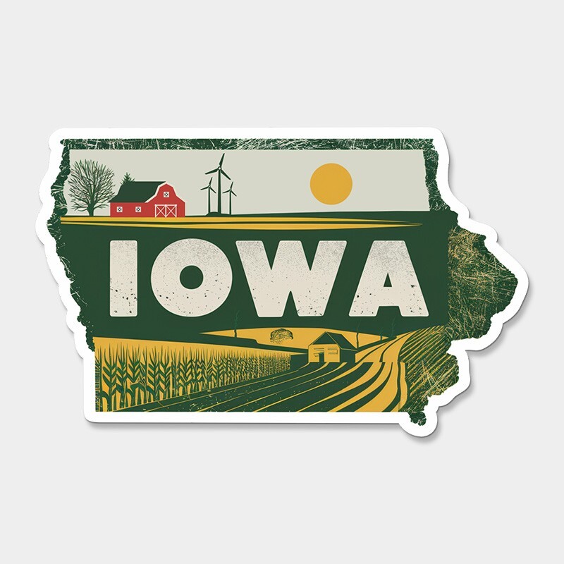 Iowa State Printed Sticker Vinyl Decal USA IA United States Car Window