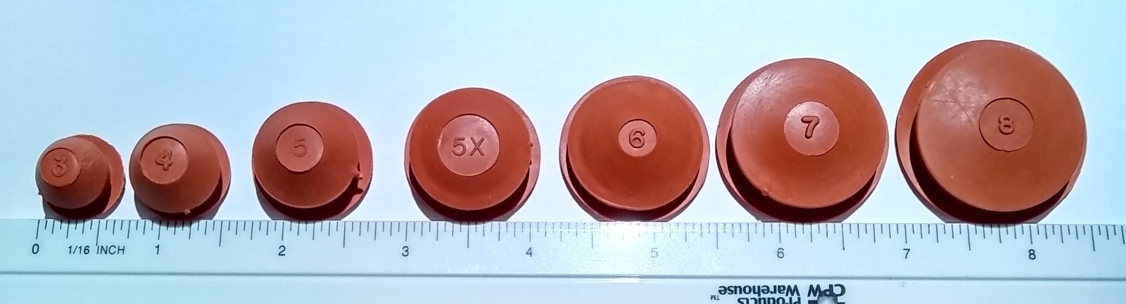 2 Red Rubber Stoppers,1/2,5/8,3/4,7/8,1,1 1/8,1 1/4 Hole,Piggy Bank,Salt Shaker