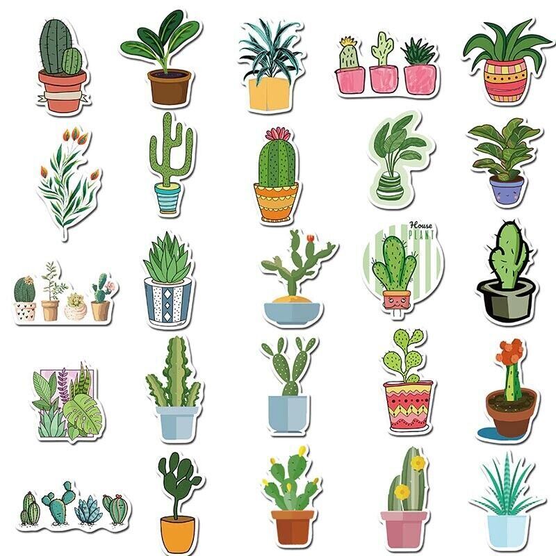 Plants VINYL Stickers [B] CACTUS Succulents ~ Potted Flowers ~ Waterproof Decals