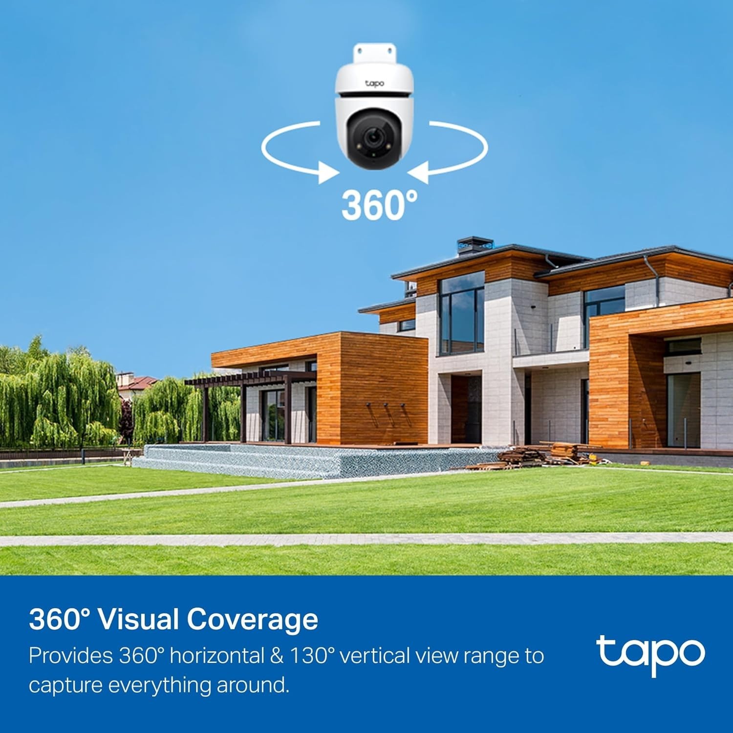 Tapo 1080P Outdoor Wired Wi-Fi Camera 360° View Pan Tilt Motion Tracking C500