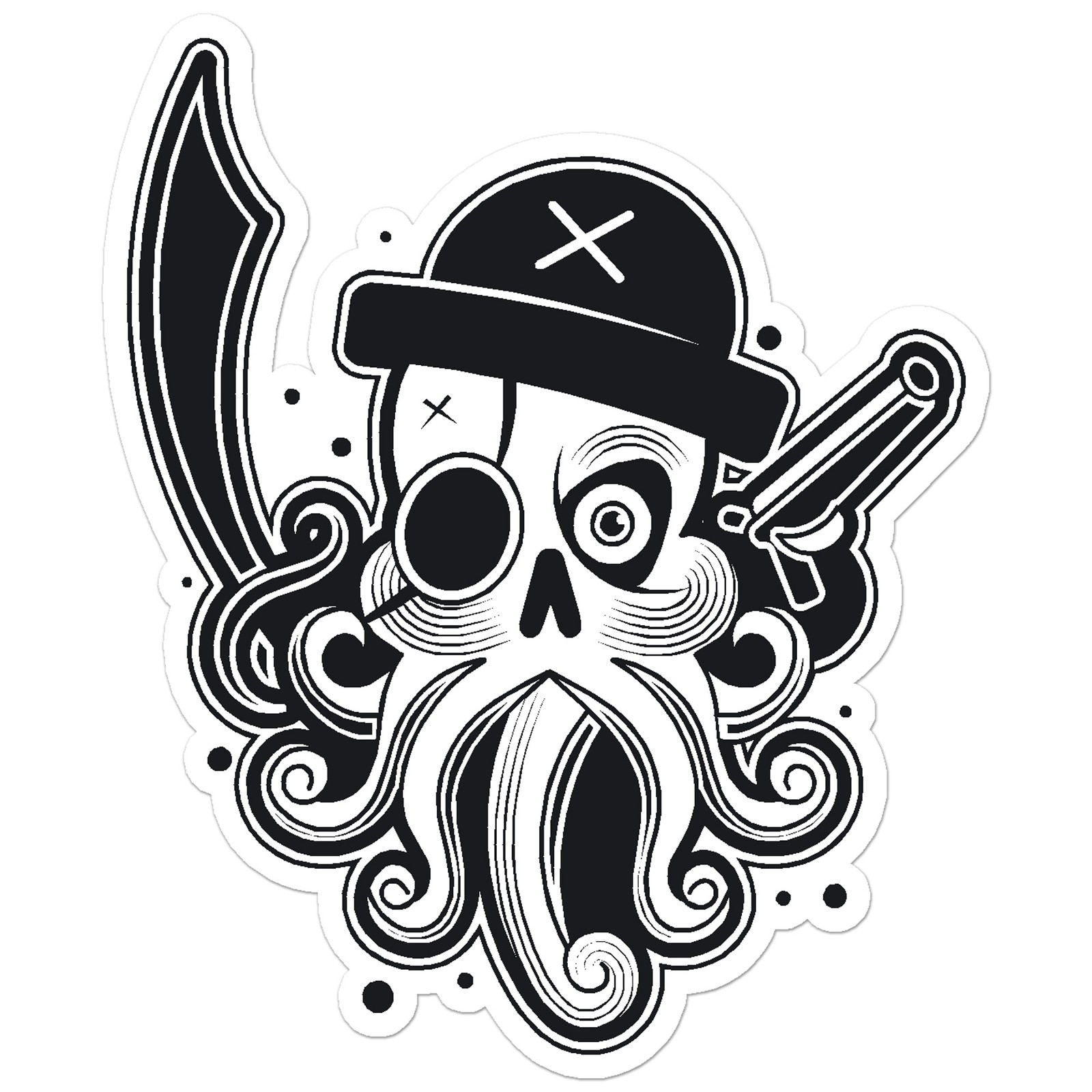 Pirate Octopus Sword – Vinyl Decal Sticker – Car Window Laptop – ebn12034