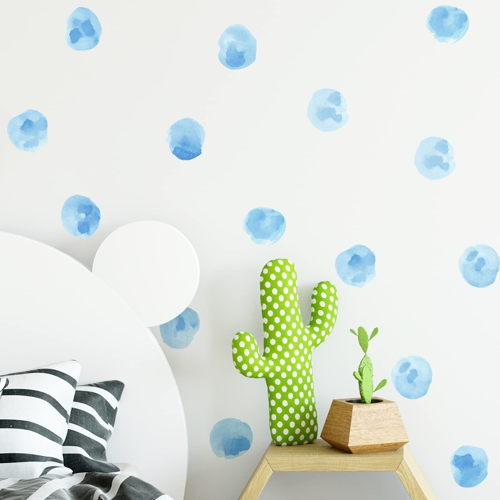 ROFARSO 120 Decals 2.2" Sky Blue Watercolor Polka Dots Wall Decals Stickers …