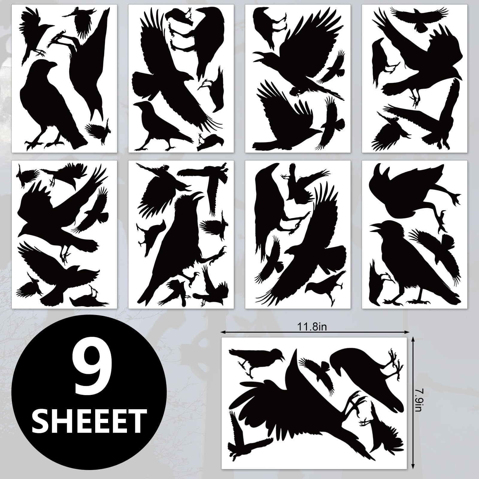 Halloween Wall Stickers Black Crow Wall Decals Removable Room Mural Stickers …