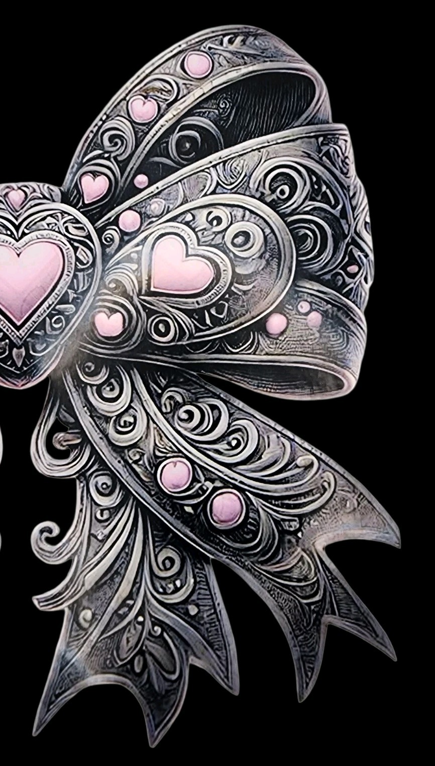 Black & Pink Goth Bow Waterproof Car Decal Wall Poster Vinyl Sticker Horror Cute