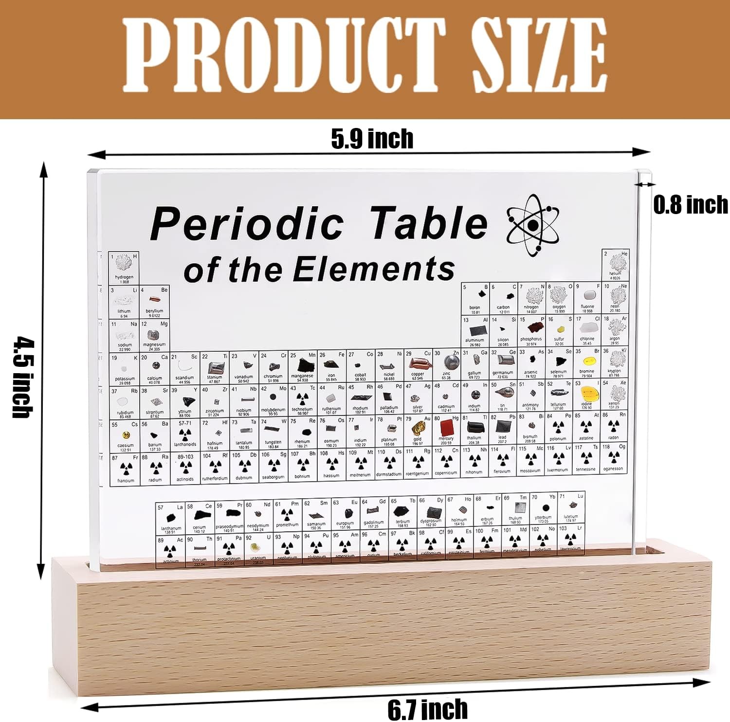 Periodic Table with 83 Real Elements Inside, Acrylic Periodic Table of Chemical