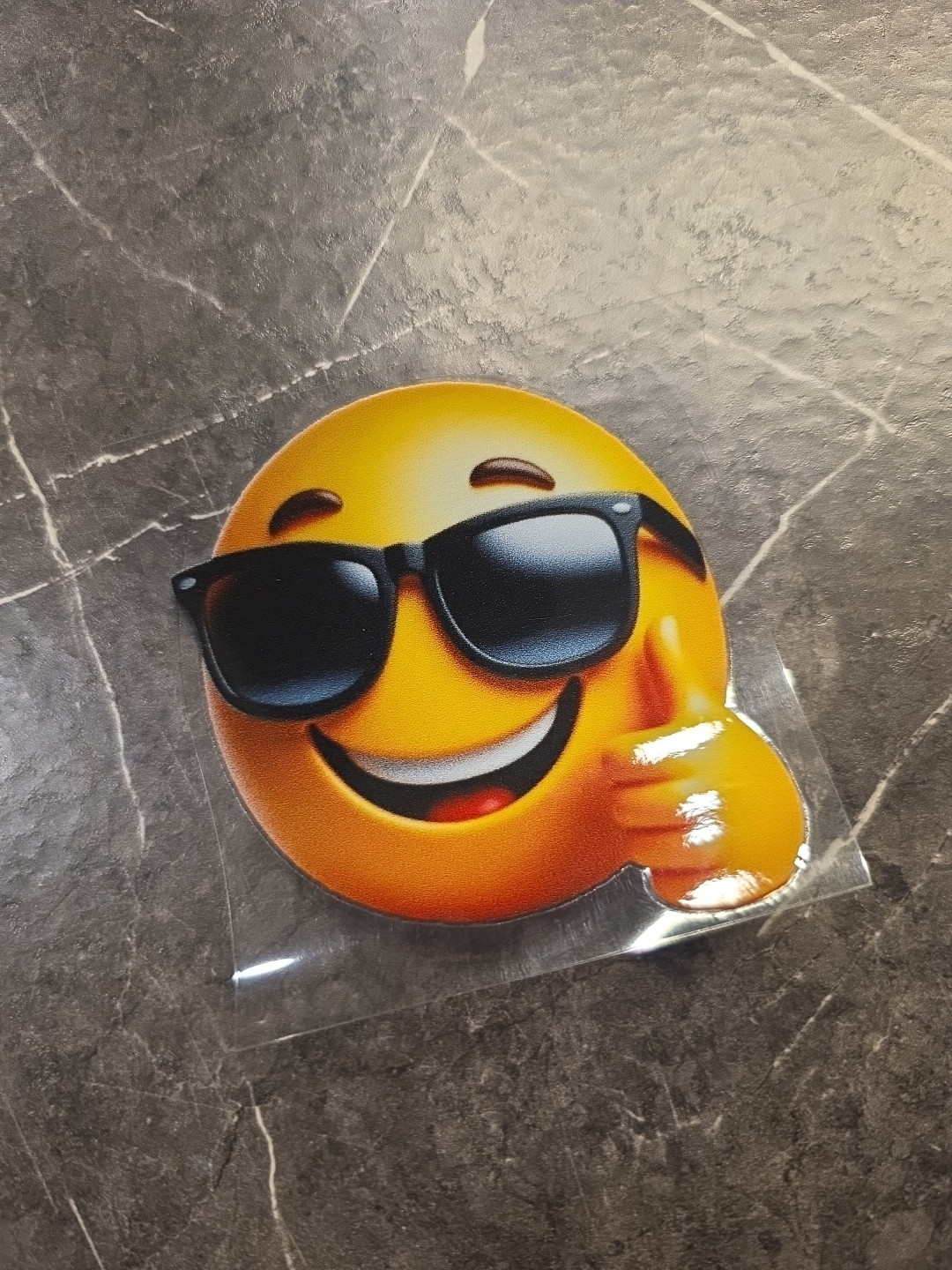 Sun Glasses Thumb Up Smiley Face Emoji UVDTF Raised Decal Sticker Waterproof