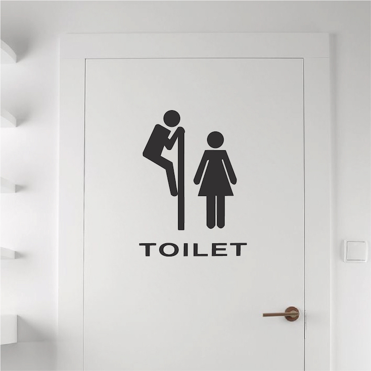 Toilet Vinyl Decal Sticker Sign, Funny Restroom Symbol Sign, Cartoon Toilet, a62