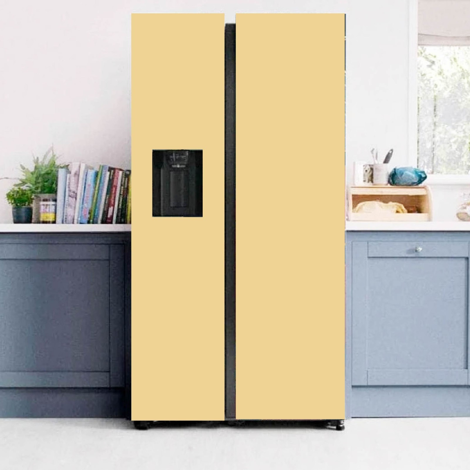Beige Color Kitchen Fridge Wrap Matte Solid Color Vinyl Sticker