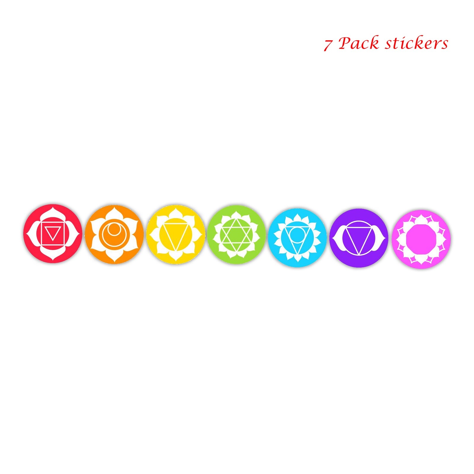 7 Pack Chakra Chart Circle Sticker Decal Car Wicca Yoga Hindu Aum Om Mandala