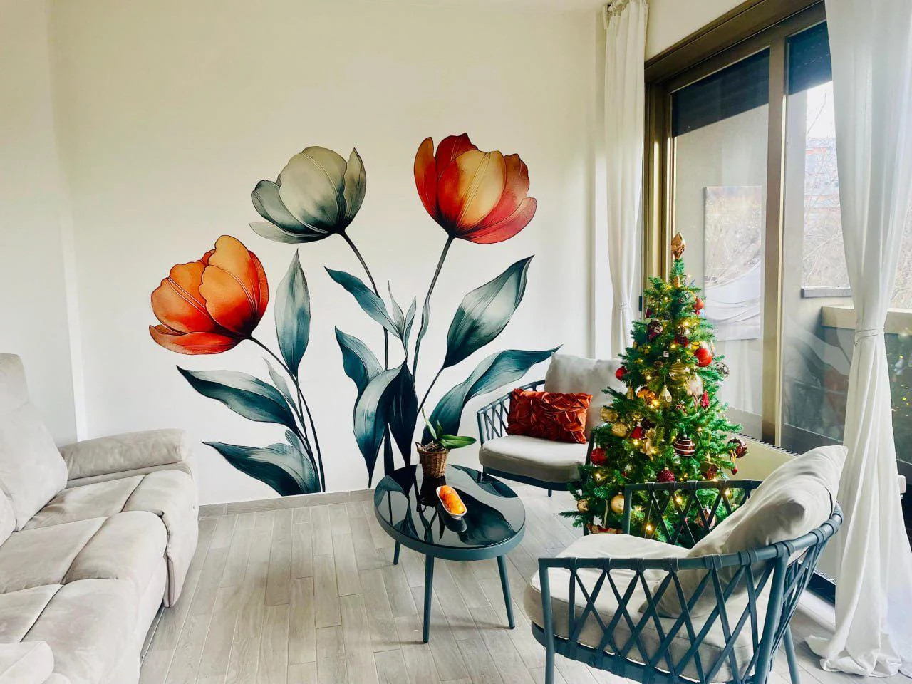 Watercolor Tulip Wall Decal | Botanical Flower Wall Sticker