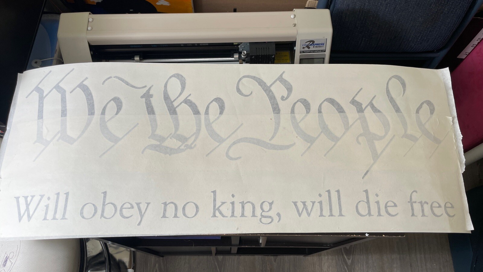 "We the people" Vinyl high tack sticker with original caligraphy from the const