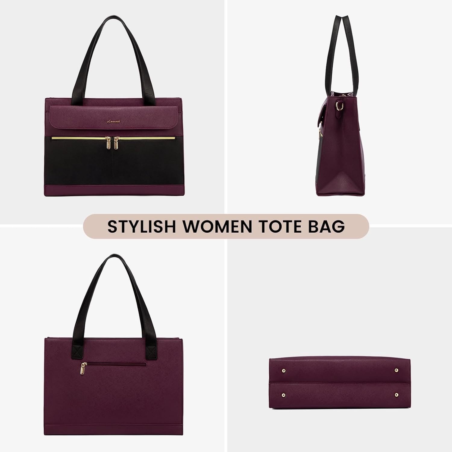 Laptop Bag for Women 15.6 Inch Tote Work Professional Leather Computer Briefcase