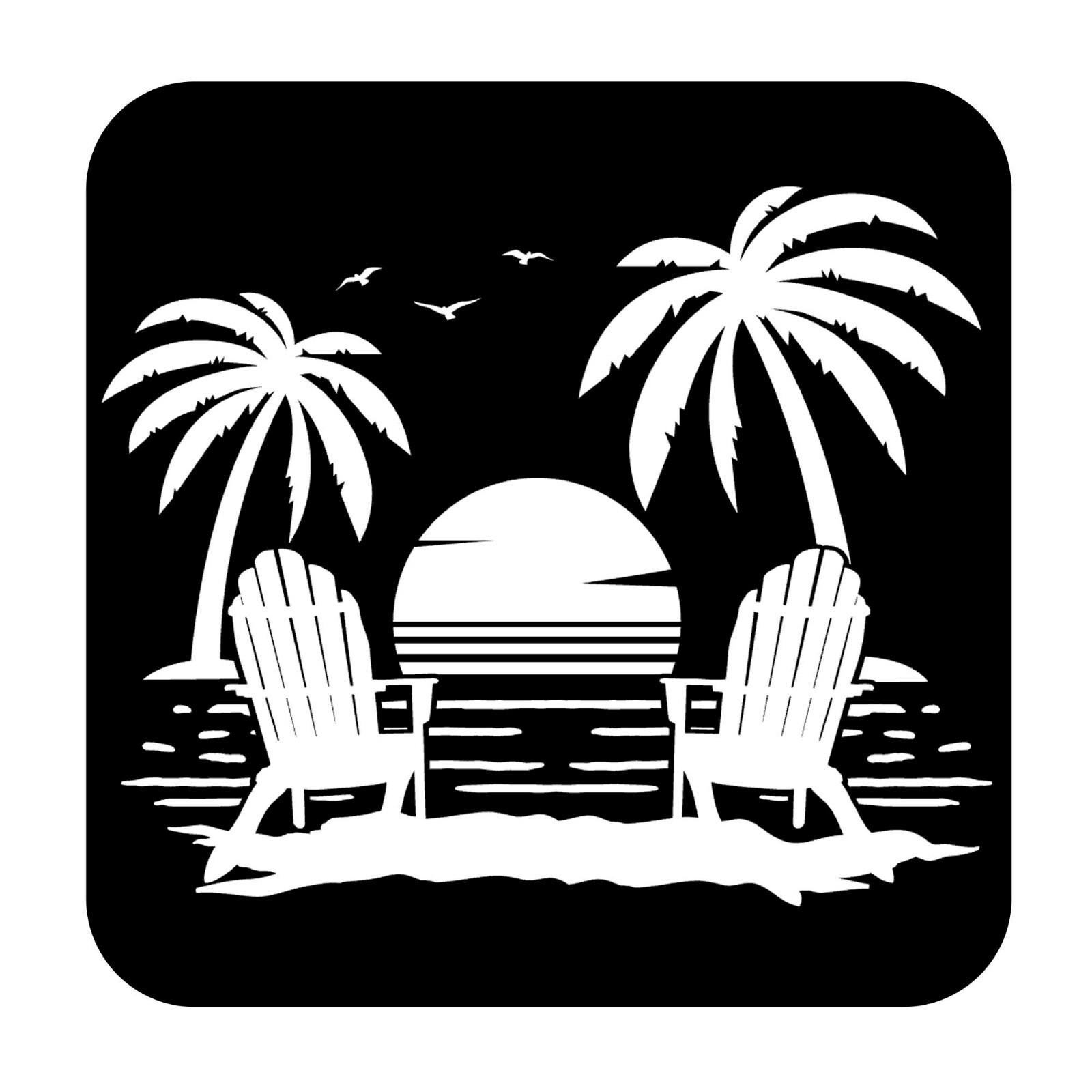 Beach Sunset Decal chairs Tropical coastal wall car window sliding glass door