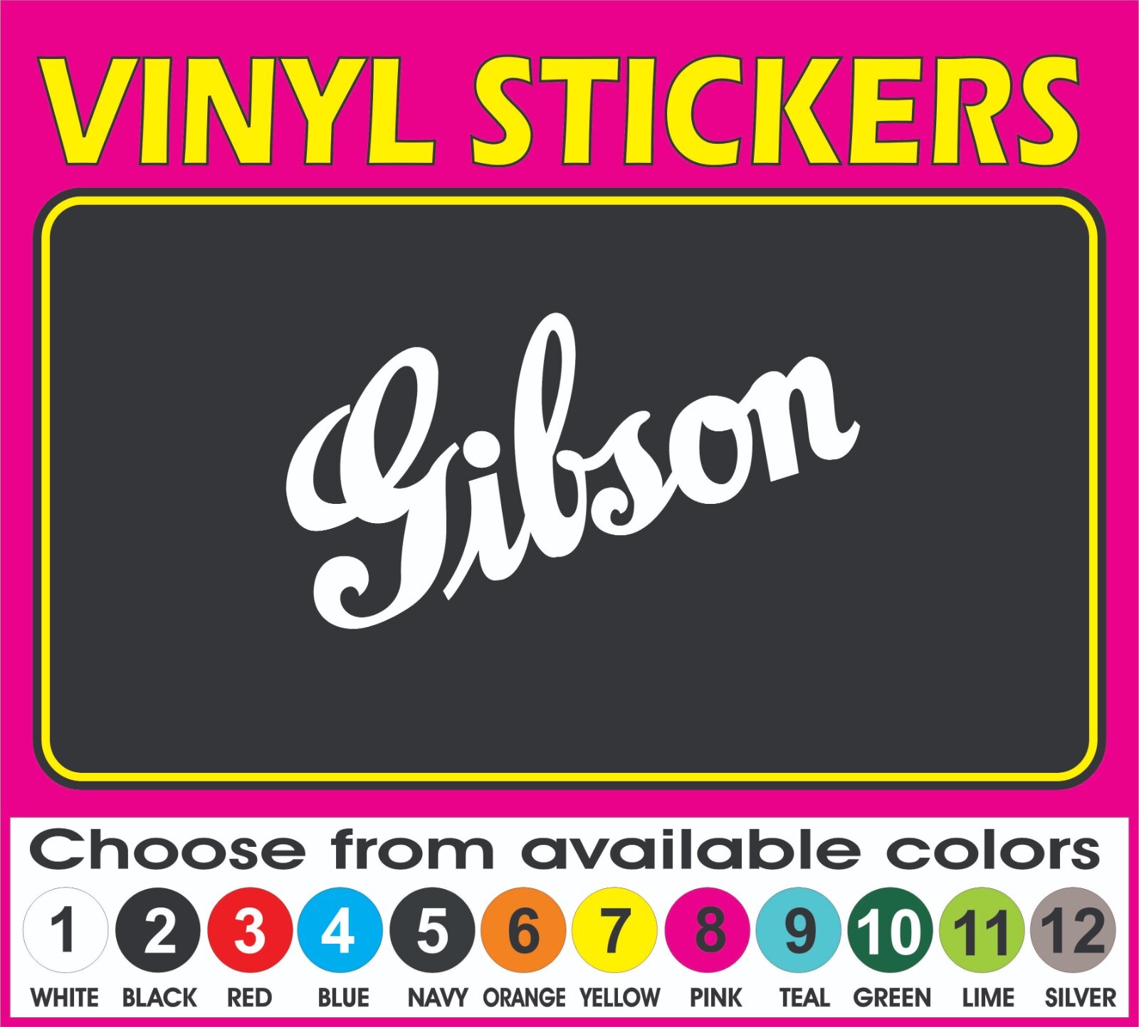 This decal/sticker is compatible with Gibson Guitars retro and others 6"