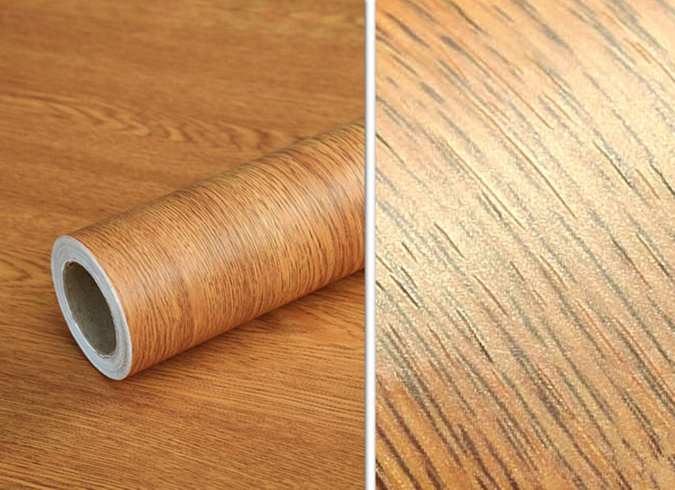 UPREDO Brown Wood Grain Adhesive Paper Wall Vinyl 15.8"W x 79"L,