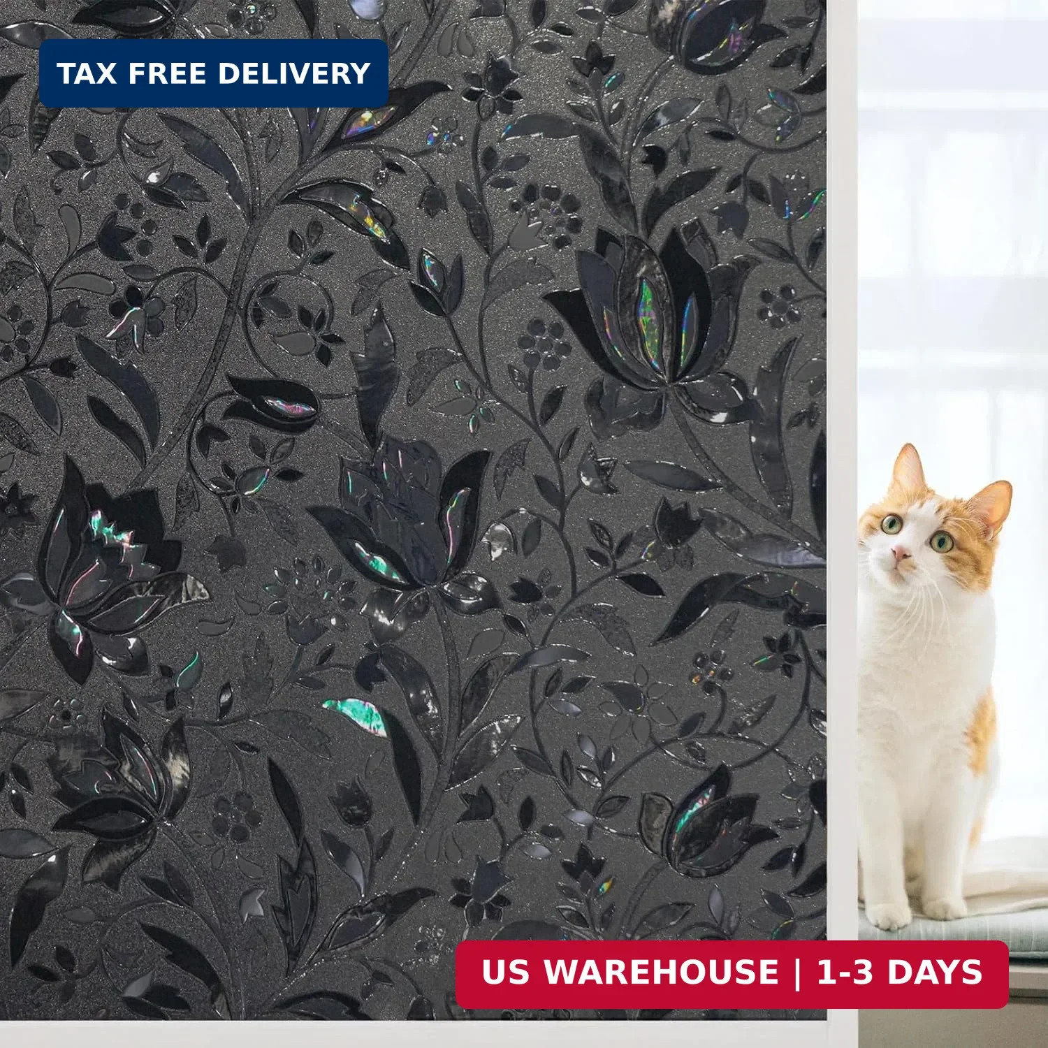 Blackout Window Film, 100% Sun Light Blocking Removable Privacy Window Cover, St