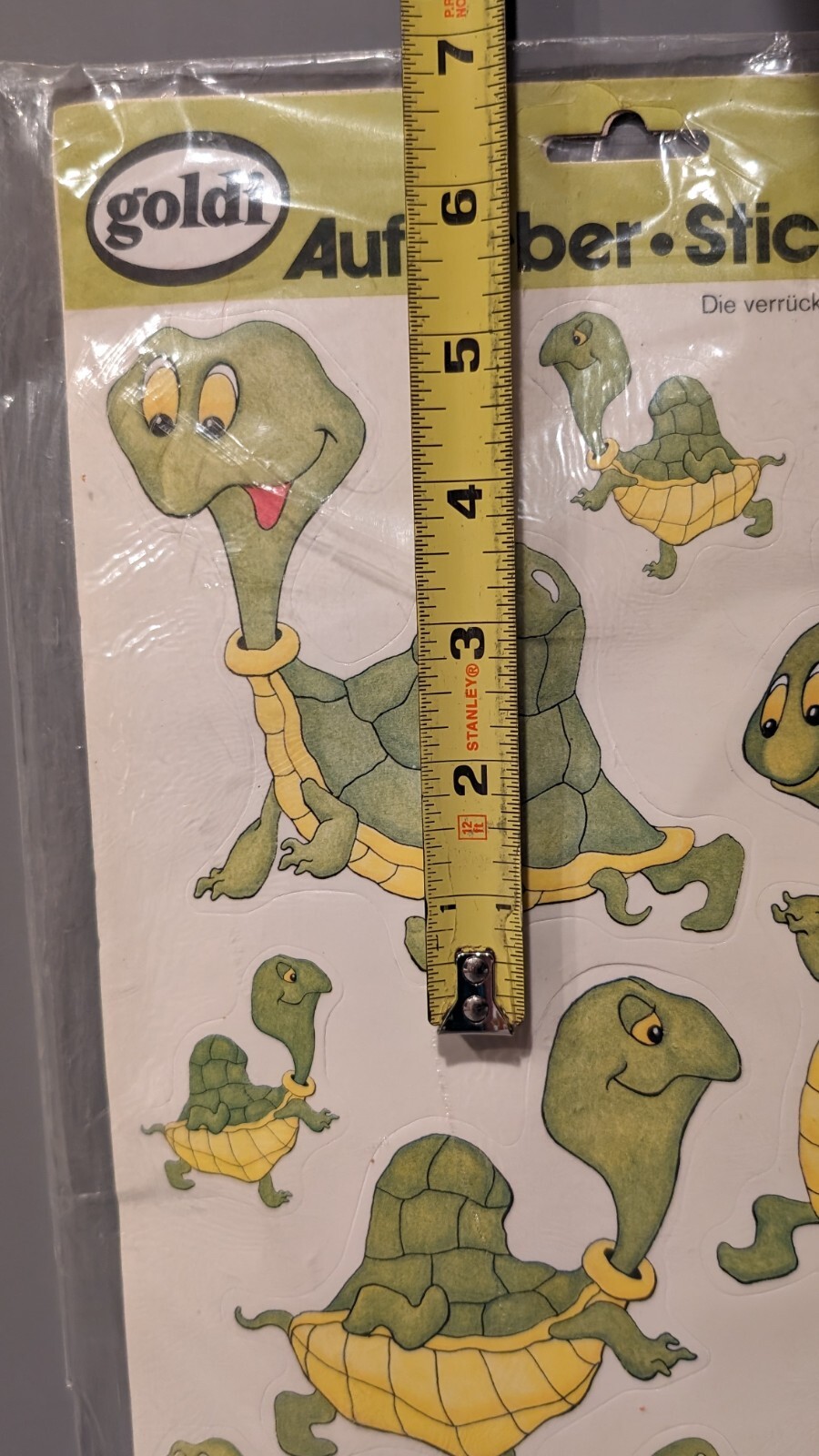 NOS Goldi Turtle Vinyl Stickers Aufkleber Made in Germany Vintage RARE 8 x 13