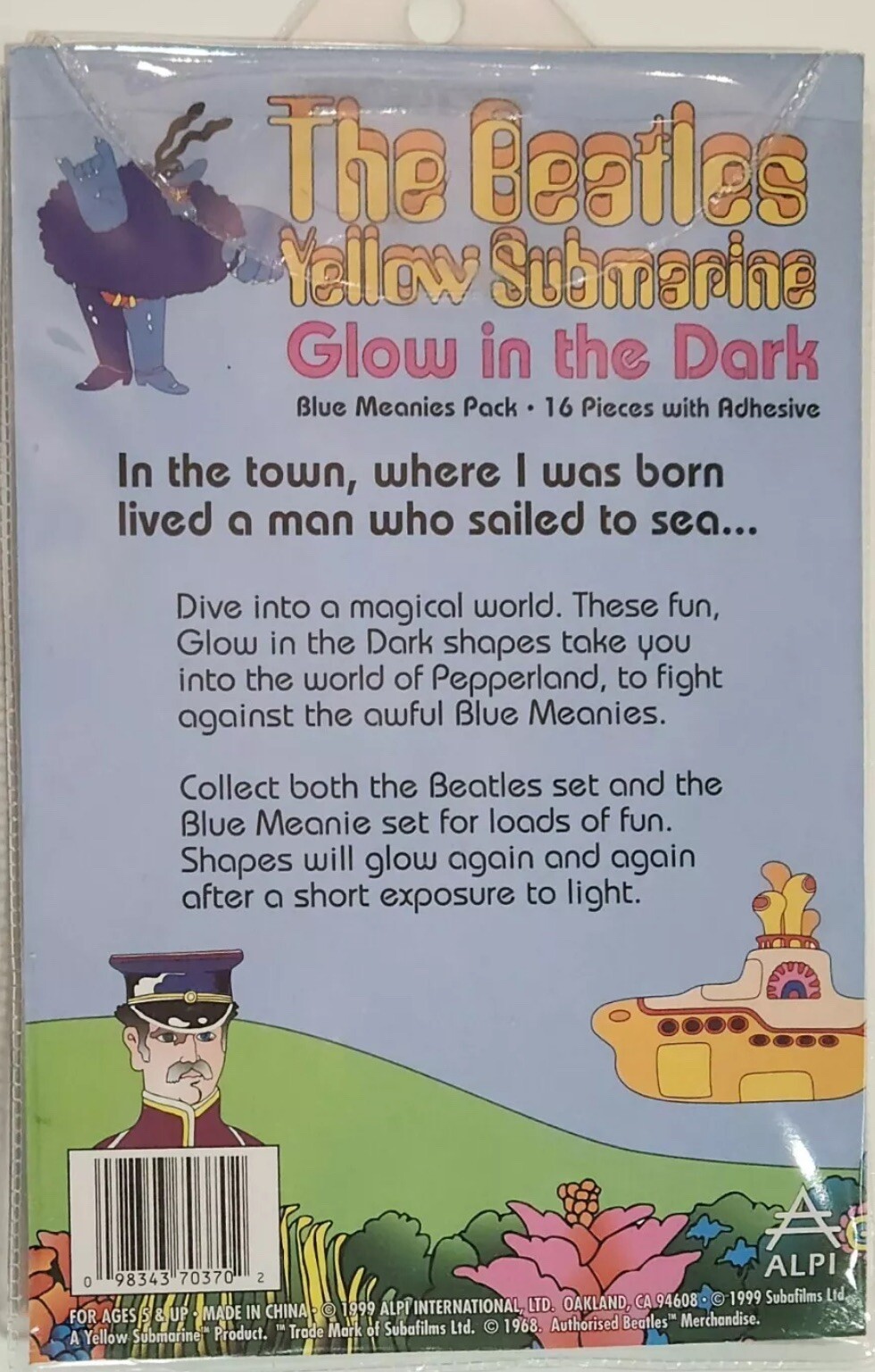 The Beatles Yellow Submarine Glow in the Dark Blue Meanies Wall Decoration 1999
